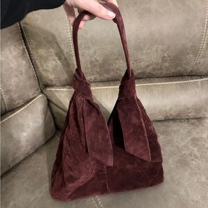 Anna Paola Elegant Burgundy Suede Women's Bag